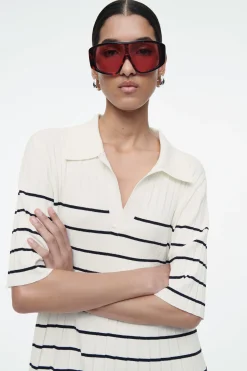 New COS DZIANINOWA SUKIENKA MINI W PASKI W STYLU POLO