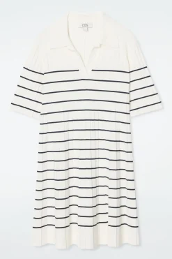 New COS DZIANINOWA SUKIENKA MINI W PASKI W STYLU POLO