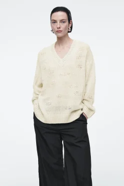 Outlet COS DZIANINOWY SWETER Z LNEM W NIEREGULARNE PASKI