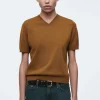 Discount COS DZIANINOWY T-SHIRT Z DEKOLTEM W KSZTAŁCIE LITERY V