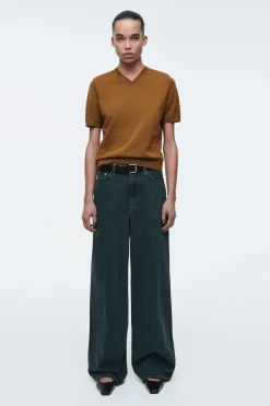 Discount COS DZIANINOWY T-SHIRT Z DEKOLTEM W KSZTAŁCIE LITERY V