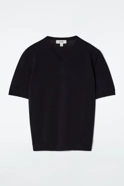 New COS DZIANINOWY T-SHIRT Z DEKOLTEM W KSZTAŁCIE LITERY V