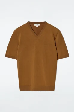 Discount COS DZIANINOWY T-SHIRT Z DEKOLTEM W KSZTAŁCIE LITERY V