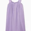 New COS GATHERED ALINE LINEN MINI DRESS