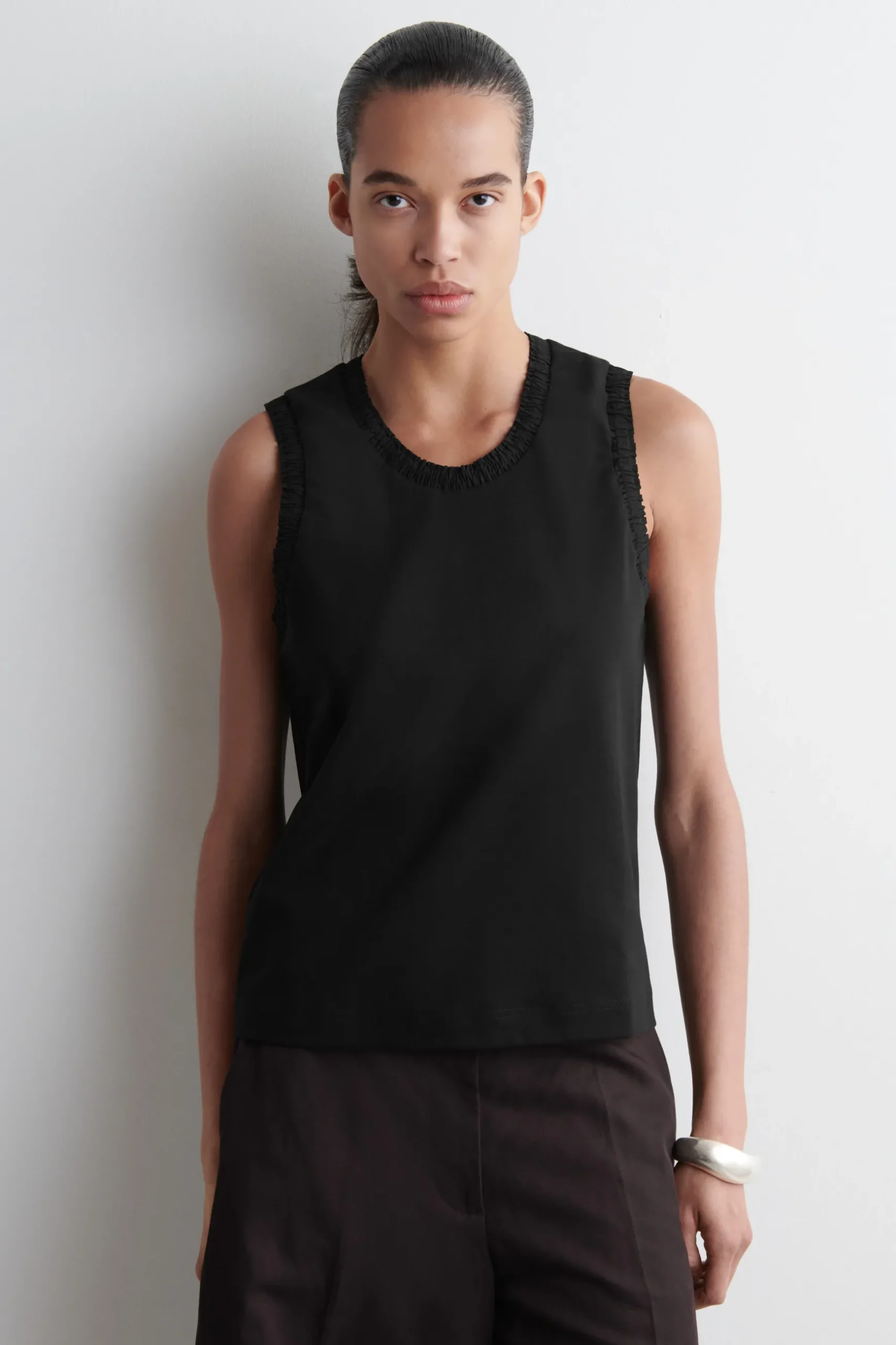 New COS GATHERED COTTON TANK TOP