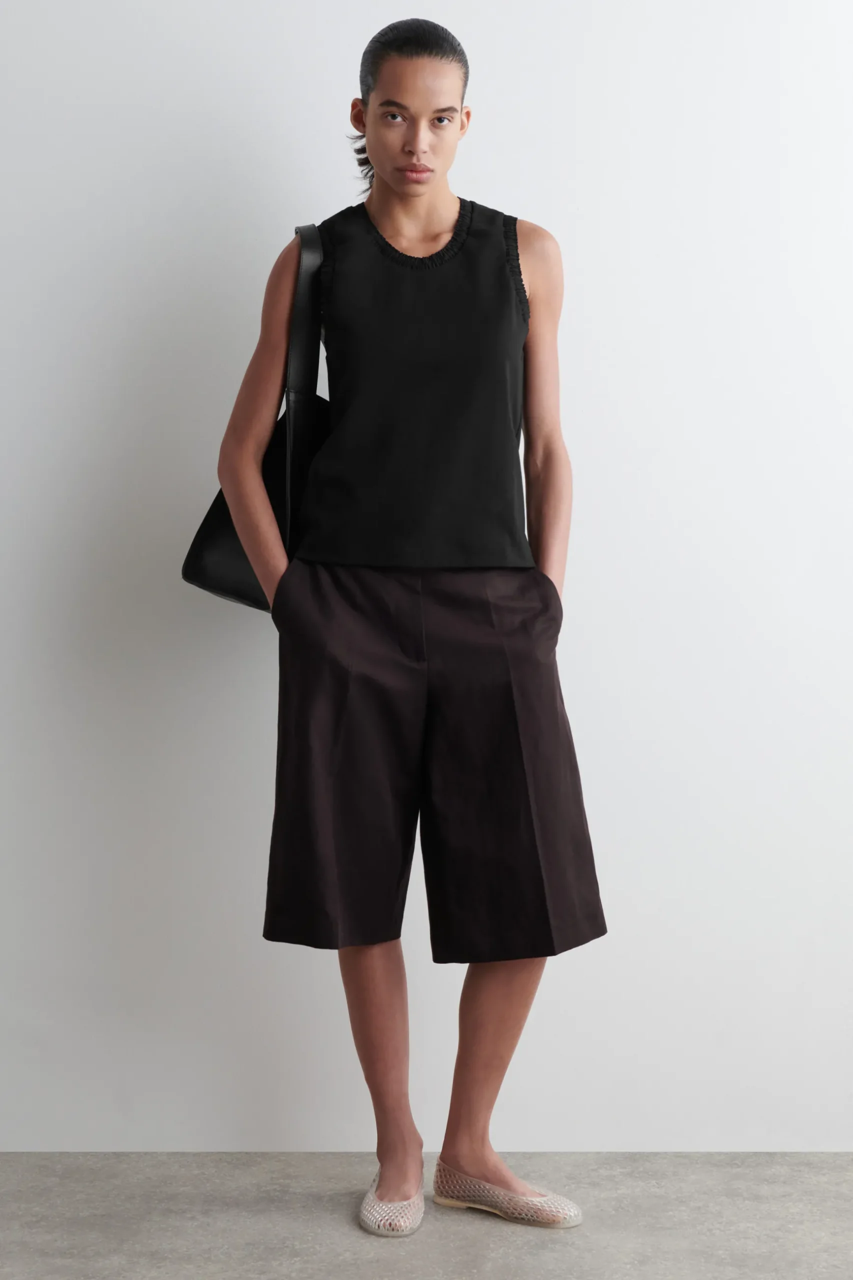 New COS GATHERED COTTON TANK TOP