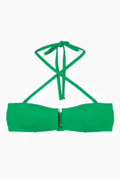 Discount COS GÓRA OD BIKI TYPU BANDEAU Z MOCOWANIEM NA KARKU Jaskrawozielony