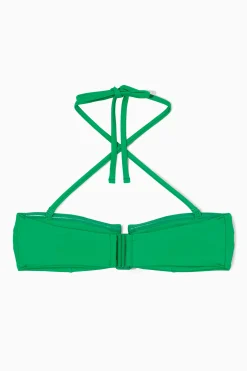 Discount COS GÓRA OD BIKI TYPU BANDEAU Z MOCOWANIEM NA KARKU Jaskrawozielony
