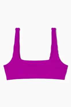 Hot COS GÓRA OD BIKINI W PRĄŻKI Z DEKOLTEM KARO Fioletowy
