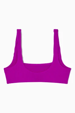 Hot COS GÓRA OD BIKINI W PRĄŻKI Z DEKOLTEM KARO Fioletowy