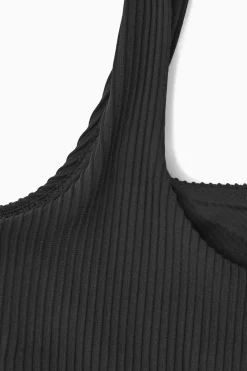 Fashion COS GÓRA OD BIKINI W PRĄŻKI Z DEKOLTEM KARO