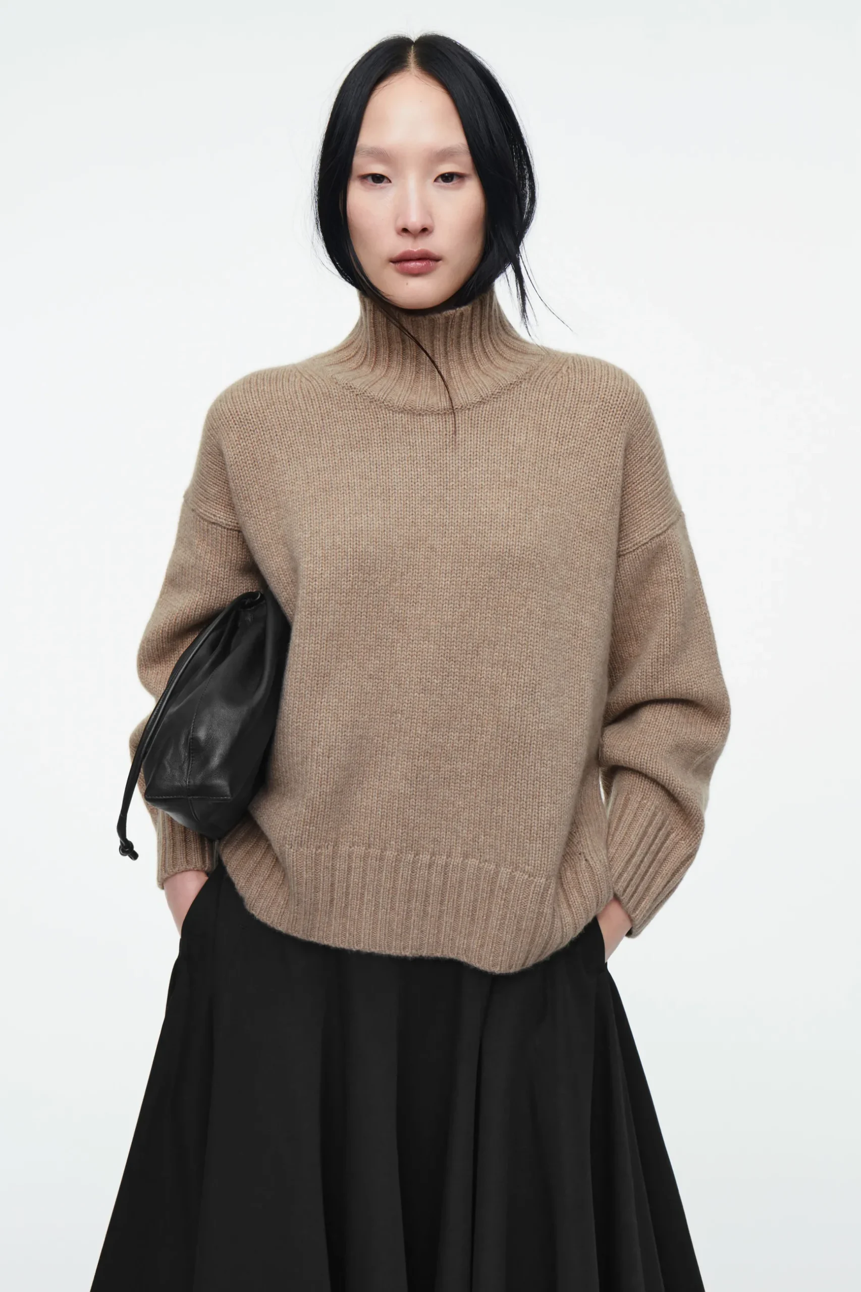 Clearance COS GRUBY SWETER Z CZYSTEGO KASZMIRU Z PÓŁGOLFEM