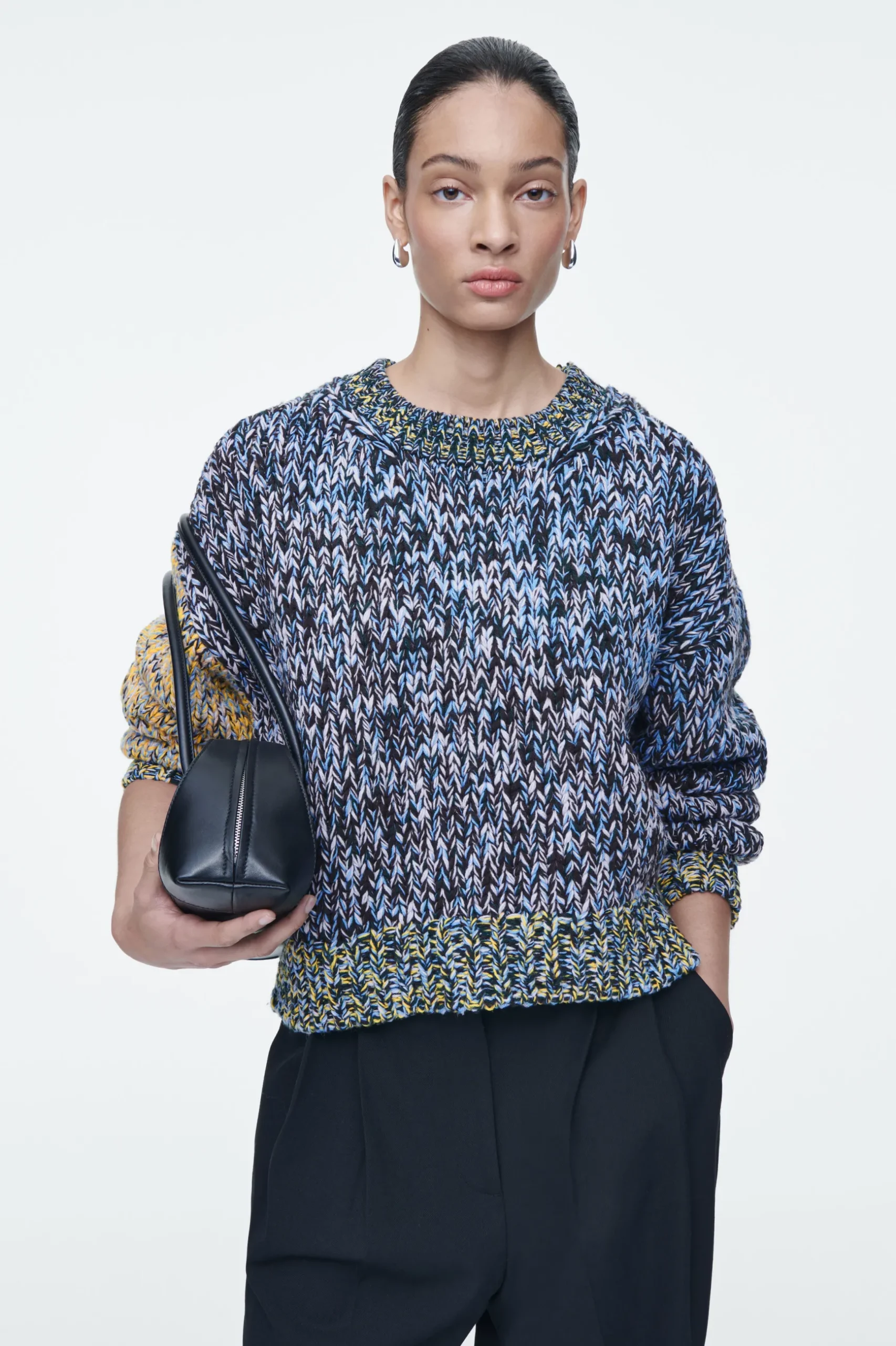 Hot COS GRUBY SWETER Z RĘCZNIE PLECIONEJ DZIANINY Z WEŁNY