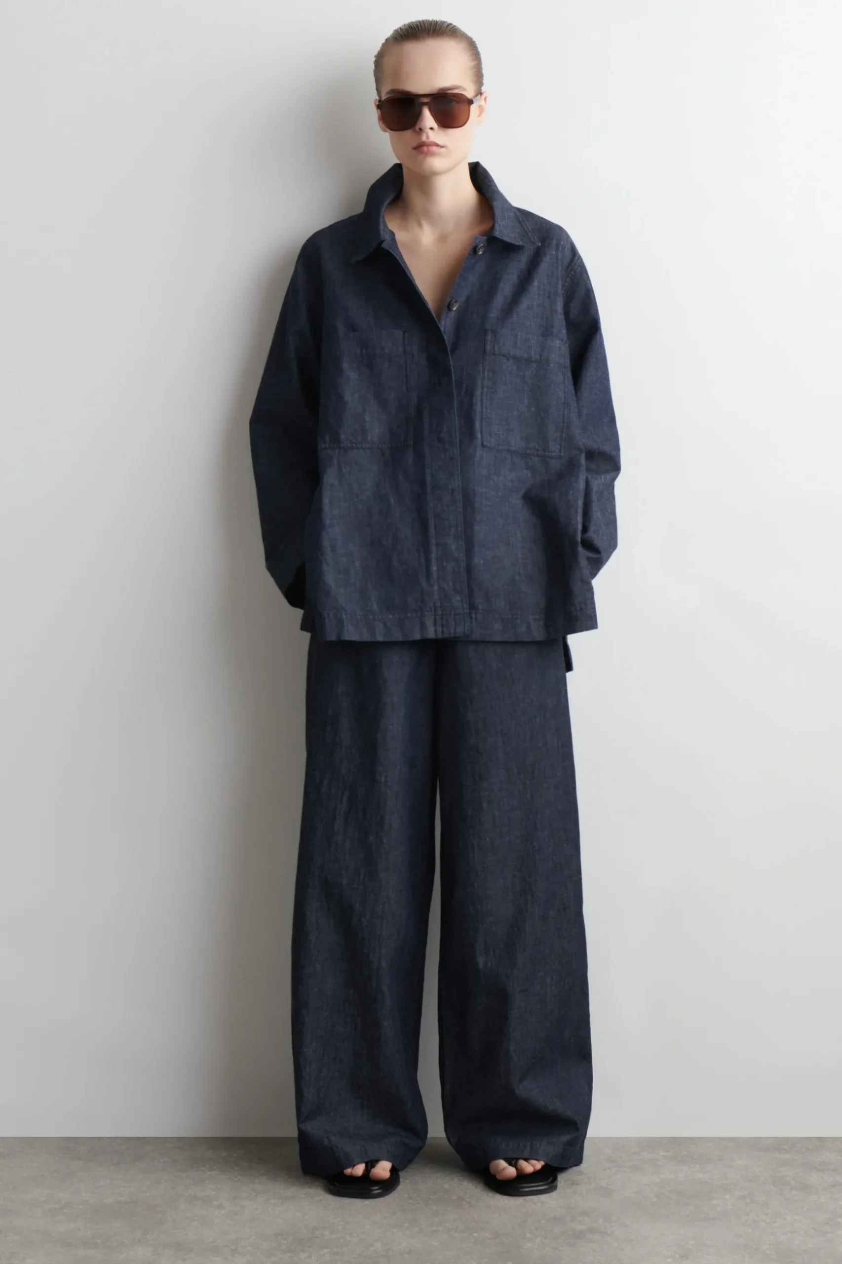 Fashion COS JEANSOWA KOSZULA WIERZCHNIA Z WIĄZANIAMI