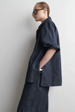 Fashion COS JEANSOWA KOSZULA WIERZCHNIA Z WIĄZANIAMI