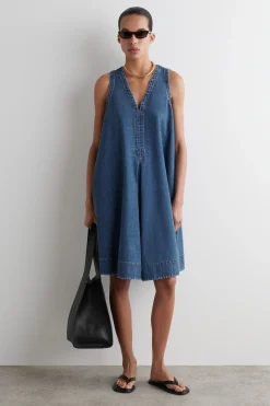 Fashion COS JEANSOWA SUKIENKA MINI O TRAPEZOWYM KROJU