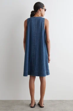 Fashion COS JEANSOWA SUKIENKA MINI O TRAPEZOWYM KROJU