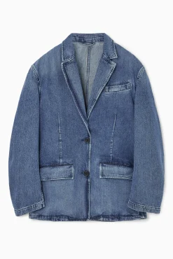 Fashion COS JEDNORZĘDOWA MARYNARKA DŻINSOWA