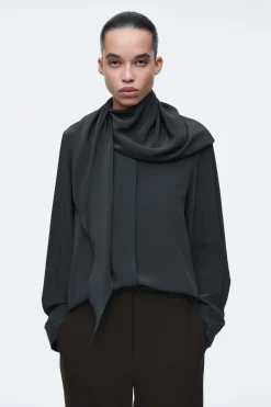 Fashion COS JEDWABNA KOSZULA Z SZALOWYM KOŁNIERZEM