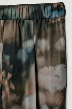 Fashion COS JEDWABNE SPODNIE Z ELASTYCZNĄ TALIĄ Motywkwiatowy