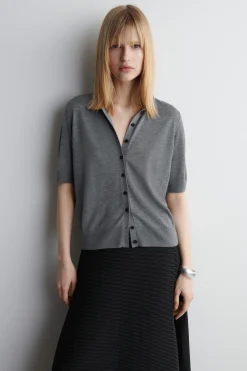 Discount COS KARDIGAN À LA KOSZULKA POLO Z WEŁNĄ MERINO