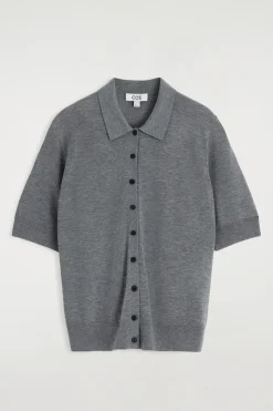 Discount COS KARDIGAN À LA KOSZULKA POLO Z WEŁNĄ MERINO