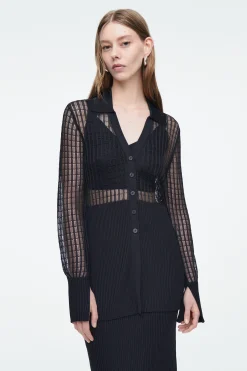 Outlet COS KARDIGAN W PRĄŻKI Z DZIANINĄ Z KORONKOWYM ŚCIEGIEM