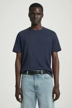 Best COS KLASYCZNY T-SHIRT ZE SZCZOTKOWANEJ BAWEŁNY Granatowy