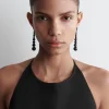 Fashion COS KOLCZYKI Z KAMIENI GRANATU Ciemnobrązowy
