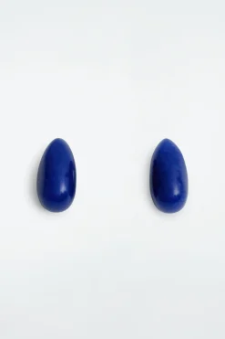 Fashion COS KOLCZYKI ZE SZKŁA W KSZTAŁCIE KROPEL – MODEL MINI Kobaltowy