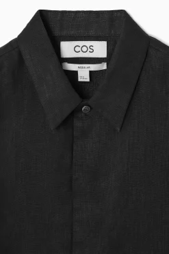 New COS KOSZULA LNIANA Z KRÓTKIM RĘKAWEM Czarny