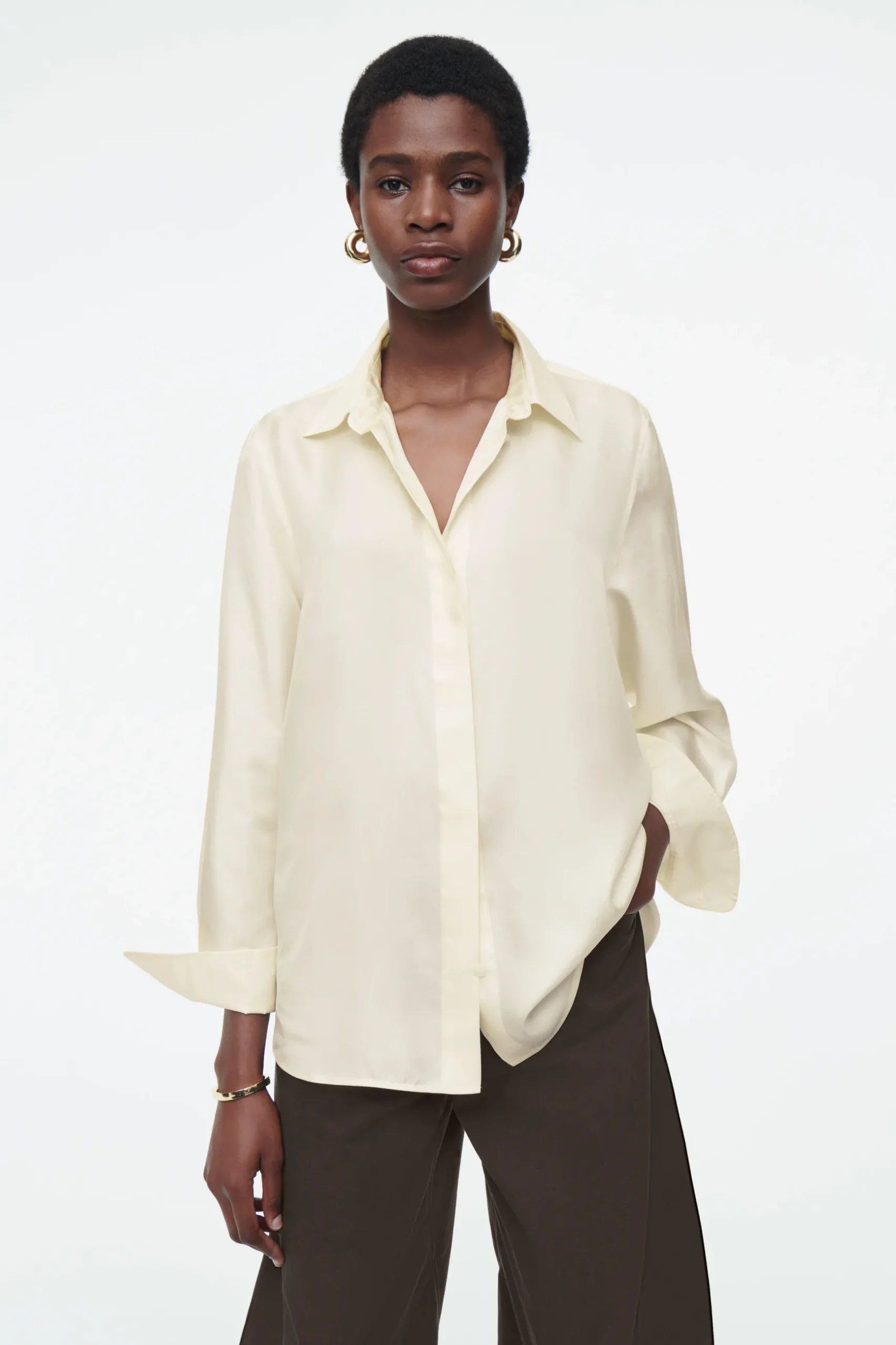 New COS KOSZULA OVERSIZE Z CZYSTEGO JEDWABIU