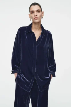 Discount COS KOSZULA Z AKSAMITU Z JEDWABIEM – RELAXED FIT