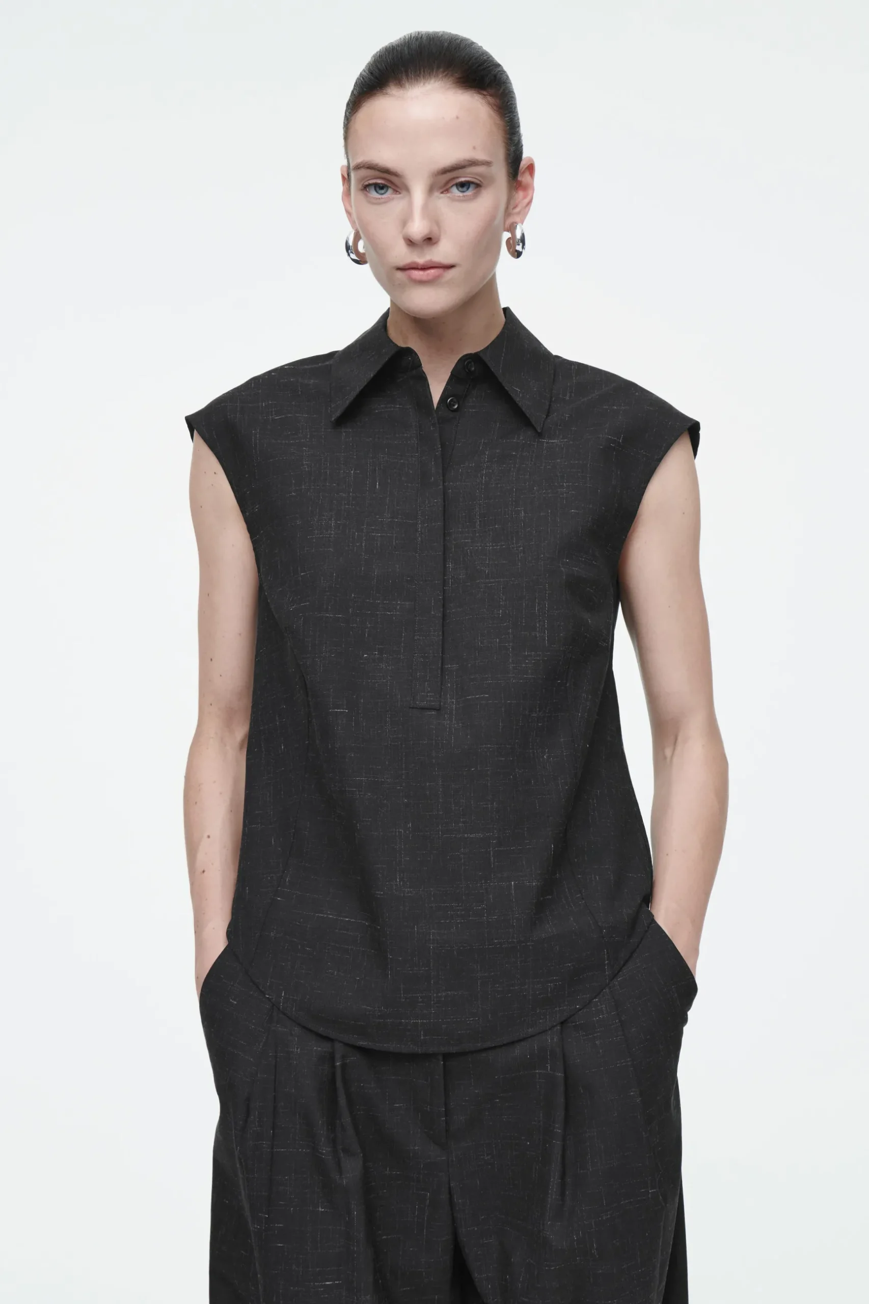 Sale COS KOSZULA Z KONTRASTUJĄCYMI WŁÓKNAMI – SLIM FIT
