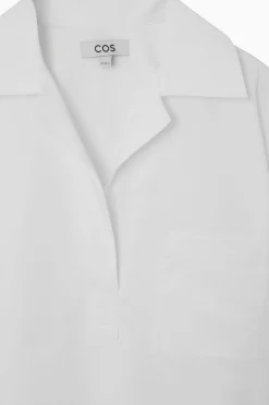 Fashion COS KOSZULA Z OTWARTYMI KLAPAMI Z KRÓTKIM RĘKAWEM
