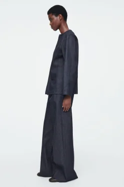 Fashion COS KOSZULA Z SUROWEGO DENIMU Z PROSTYM DEKOLTEM