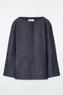 Fashion COS KOSZULA Z SUROWEGO DENIMU Z PROSTYM DEKOLTEM