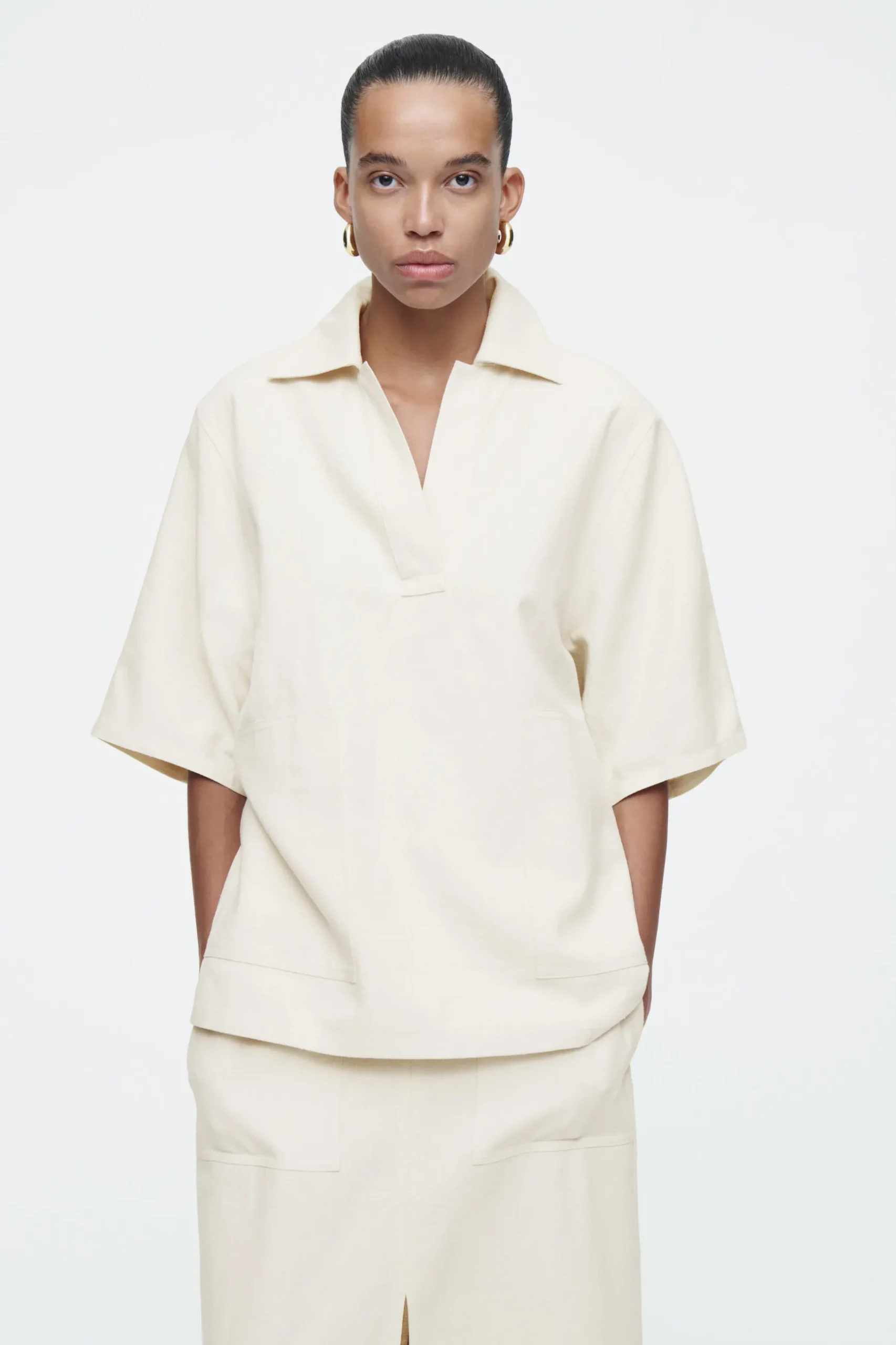 Clearance COS KOSZULKA POLO OVERSIZE Z LNEM