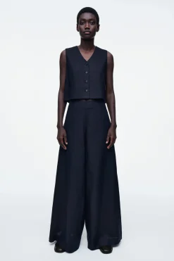 Fashion COS KRÓTKA KAMIZELKA Z LNU