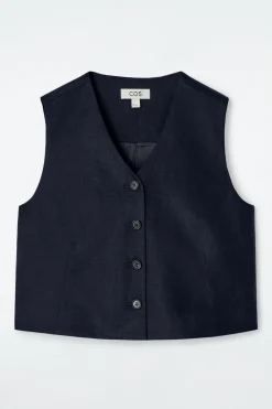 Fashion COS KRÓTKA KAMIZELKA Z LNU
