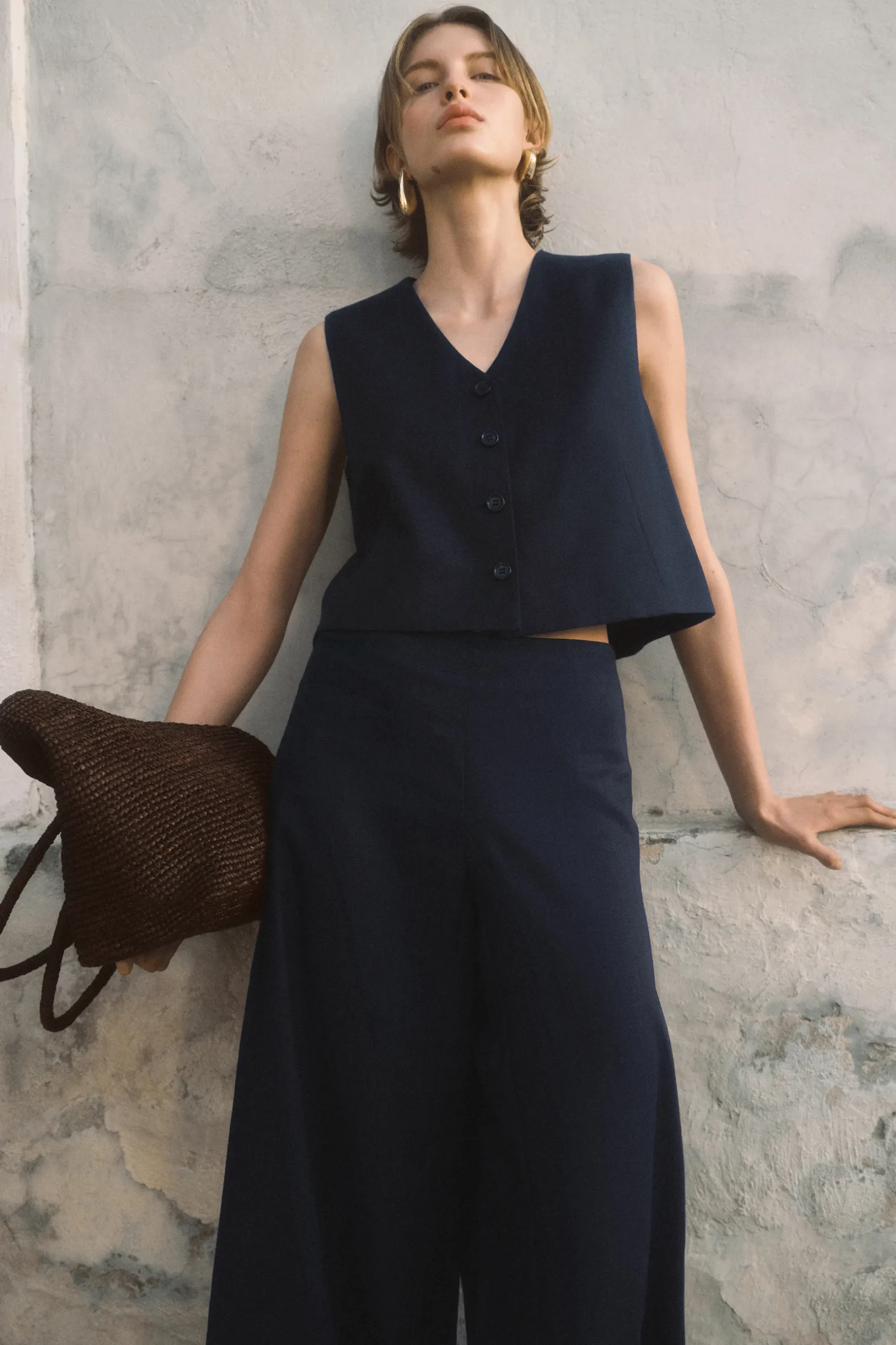 Fashion COS KRÓTKA KAMIZELKA Z LNU