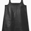 Clearance COS LEATHER MINI PINAFORE DRESS