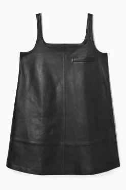 Clearance COS LEATHER MINI PINAFORE DRESS