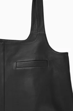 Clearance COS LEATHER MINI PINAFORE DRESS