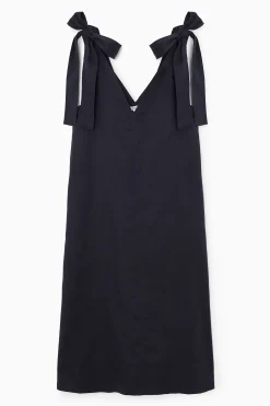 Fashion COS LNIANA SUKIENKA MIDI Z WIĄZANYMI RAMIĄCZKAMI
