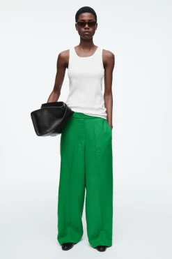 Fashion COS LNIANE SPODNIE Z PROSTYMI NOGAWKAMI