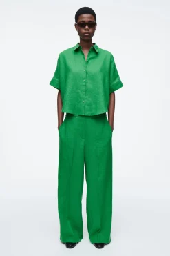 Fashion COS LNIANE SPODNIE Z PROSTYMI NOGAWKAMI