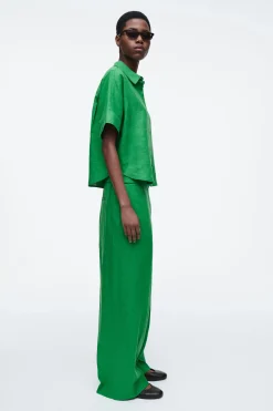 Fashion COS LNIANE SPODNIE Z PROSTYMI NOGAWKAMI
