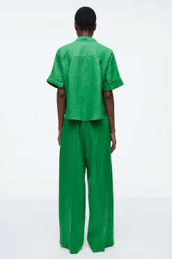 Fashion COS LNIANE SPODNIE Z PROSTYMI NOGAWKAMI