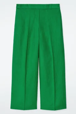 Fashion COS LNIANE SPODNIE Z PROSTYMI NOGAWKAMI